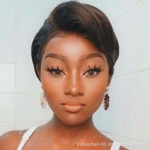 Hair Factory Wholesale Cheap Natural Color Brazilian 13*6 Lace Frontal Wigs For Black Women Curly Human Hair Short  wigs